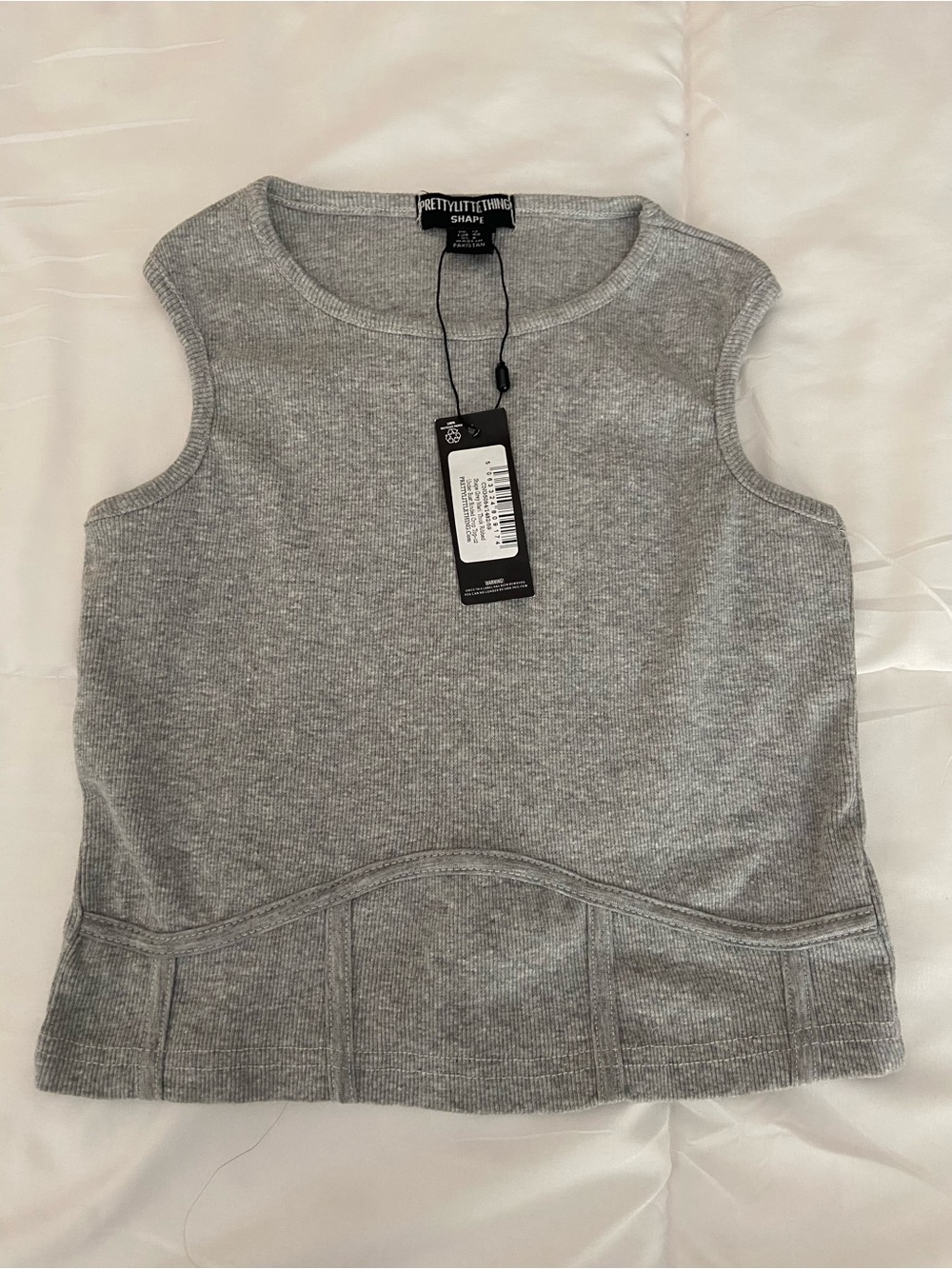 NWT PRETTY LITTLE THING GREY TOP SIZE 8